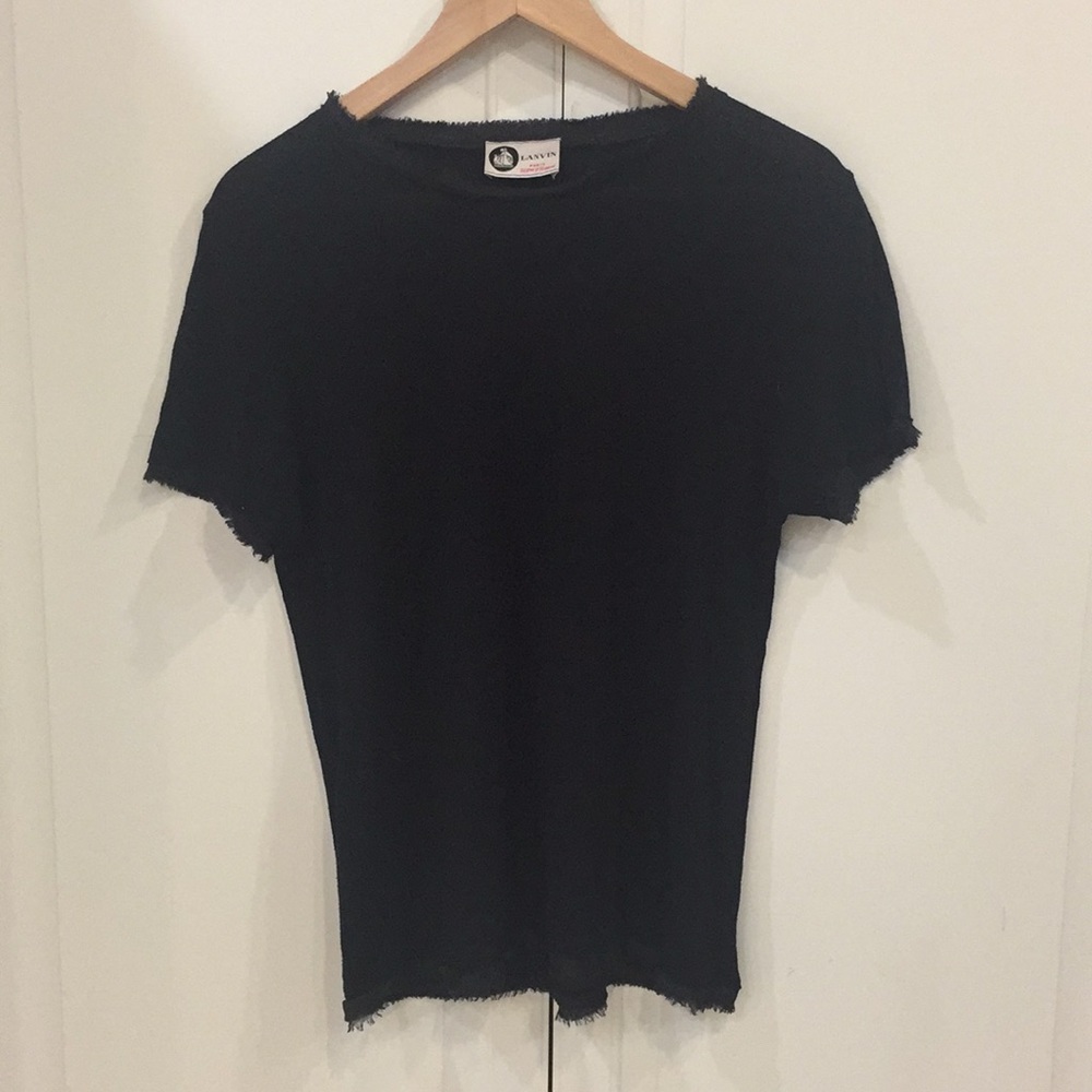 Lanvin Paris black fringe T-shirt